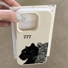 1 ốp lưng điện thoại TPU họa tiết da báo hổ đen 777, tương thích với Apple 17 16 15 14 13 12 11 Plus Pro Max Series, kiểu dáng INS, thiết kế tối giản thời trang dễ thương. - Nhiều màu - Xem 2