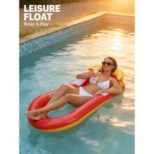 1pc Inflatable Backrest Lounger, Adult Summer Swimming Pool And Beach Floating Raft, Party Use, Perfect Summer Gift, Swimming Pool Floating Lounger, Pool Inflatable, Beach Essentials, Pool Float - Multicolor - View 6
