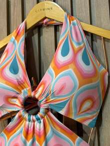 Premium Beach Cover-Up Set: Bodysuit, Swimsuit, And Pareo - Cetakan Lunara - View 4