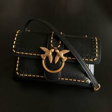 Saddlebag Made Of High-Quality Cowhide Leather, Decorated With Rivets, Women's Bag For Carrying Over The Shoulder. - 黑色 - 查看 4