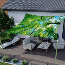 1件装大型绿色遮阳篷布 - 户外遮阳帐篷，带树枝和树叶图案，四季皆宜，适用于露营、海滩、花园、露台、野餐、凉亭、遮阳篷 - A - 查看 9