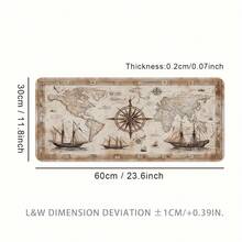 Extra-Large Gaming Mouse Pad - Extended Version, Thick, Non-Slip Rubber Desk Mat, Precision Stitched Edges, Washable - White Nautical Design - A - View 3