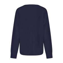 2025 Autumn/Winter New Women's Fashion Casual Vintage Contrast Color Lobster Jacquard Knit Pullover Graphic Sweater, Women Animal Print Basic Tops, Going Out Tops, Fall Women Clothes, Christmas Clothes, Korean Style - 藏蓝色 - 查看 6