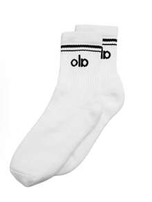 Alo Yoga Crew Socks, Socks Men/Women ,Cushioned Cotton Athletic Arch Support Moisture Wicking,1-Pairs - 白色 - 查看 5