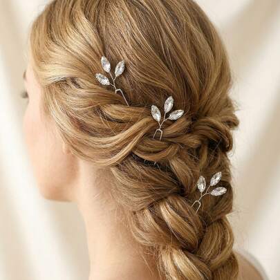 3件套简约水晶手工发夹，新娘婚礼头饰