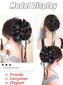 Women's Synthetic Ballet Ribbon Claw Clip Bun Wig, One-Click Wear, Simple And Convenient, Instantly Boosts Hair Volume - Multicolor - View 2