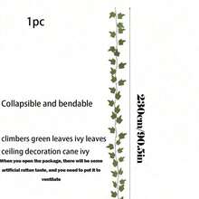 1/5pcs 90 Pieces Artificial Ivy Leaves Vines, Detachable Leaves, UV-Resistant Plastic Plants For Decoration In Living Room, Kitchen, Balcony, Garden, Bedroom, Farmhouse - Green - View 3