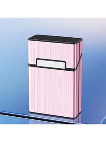 1pc Aluminum Alloy Brushed Metal Cigarette Case, Men's 20-Cigarette Capacity Creative Portable Thick Cigarette Box, Suitable For Outdoor Carrying, Sharing And Gifting - Multicolor - View 8