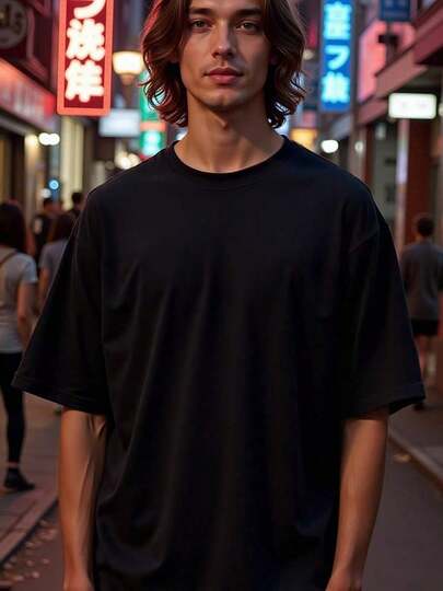 1 Pieza Camiseta de Color Negro Cómoda para Hombre Talla 3XL - Camiseta Casual de Manga Corta Suave con Cuello Redondo y Estampado de Blanco, Estilo Cómodo para las Cuatro Estaciones, Lavable aáquina, Ropa Casual y Estilo Urbano (Plus) - Artículo Esencial Casual Ropa Deportiva Gimnasio Hombre Chaqueta Hombre Gimnasio Camisas De Hombre