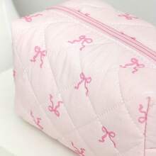 1 buah Tas Kosmetik Segi Delapan Kecil, Motif Pita, Desain Segi Delapan, Portabel, Dapat Memuat Lipstik, Bedak Padat, Lip Gloss, Perlengkapan Makeup, Tas Makeup Portabel Pita Merah Muda, Penyimpanan di Rumah, Perjalanan, Perlengkapan Sekolah - Tas kosmetik dan rias wajah - View 6