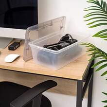 IRIS USA Bin de Almacenamiento Clara/Gris Libre de BPA Apilable con Tapa Paquete de 10 para Organizar Zapatos/Estantes de Armario Herramientas de Aula Almacenamiento de Juegos Clara/Gris - Transparente/Juegos - Ver 2