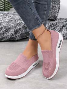 2026 New Summer Women's Half-Linen Slip-On Shoes, Featuring Soft Soles, Breathable Mesh Design, Casual Comfort, Non-Slip, Lightweight, And Odor-Resistant Properties. - 粉色 - 查看 5