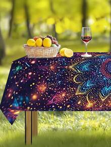 1 pieza Mantel impermeable, resistente al aceite y fácil de limpiar con patrón de galaxia del espacio exterior, adecuado para picnics, campamentos, bodas, fiestas de cumpleaños, hogar, cocina, comedor, uso interior/exterior - A - Ver 3