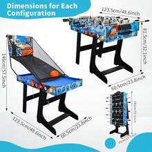 5-In-1 Multi Game Combination Table Tennis Table, Pool Table, Table, Slide Hockey, Basketball Shooting Famil - 1 - View 3