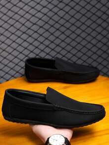 Mocassins Masculinos, Mocassins, Sapatos Náuticos Casuais Slip-On, Sapatos Folgados, Sapatos de Couro, Sapatos de Lona com Sola Macia, Sapatos Planos, Sapatos Formais Pretos (Pequeno e Estreito, Favor Pedir um Tamanho Acima) - Preto - Visão 5