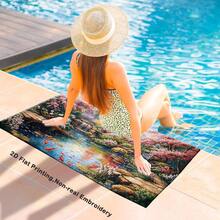 1pc Cherry Blossoms Koi Pond Waterfall Scene Beach Towel Microfiber Bath Towels Gifts, Microfiber Bath Travel Towels For Women Yoga Sports 30*60in(75*150cm) - A - View 5