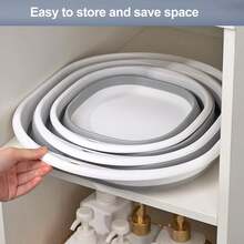 Collapsible Laundry Basin, Collapsible Laundry Basket, Foldable Wash Basin, Plastic Laundry Basin, Space-Saving Storage Container, Suitable For Camping, Laundry, Hiking And Home Use, Essential For College Dorms, Essential For Camping Vehicles - Grey - View 4