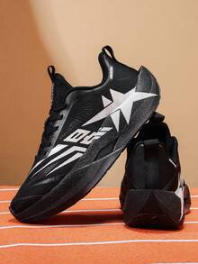 Giày chạy bộ lưới thoáng khí dành cho nam, giày thể thao chạy marathon nhẹ, giảm sốc, giày casual chống trượt ngoài trời cho phòng tập thể dục, yoga, du lịch, đi bộ, giày cầu lông, tennis đế mềm thoải mái. - màu đen - Xem 5