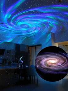 1pc USB Galaxy Swirl Projector Lamp, LED Wave Ripple Projection Light, 7-Color Changing, Bedroom Night Light Projector For Bedroom, Living Room, Home Theater, Ceiling, Party, Dance Hall Atmosphere, USB Powered With Remote Control - Multicolor - View 5