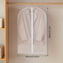 5/1 Waterproof Zipper Garment Dust Cover Bag, Suitable For Hanging And Storing Clothing Protection Equipment, Designed With Large Capacity. Hanging Garment Protection Bags In Multiple Sizes Have Dust-Proof Function, Ideal For Storing Winter Coats, Jackets, Suits And Other Clothing - Transparent - View 4