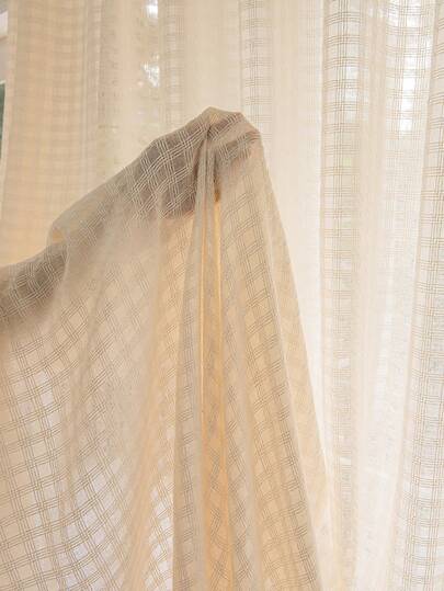 1件亚麻薄纱窗帘，半遮光窗帘，带金属环，适用于客厅和卧室，隔音防紫外线，圣诞装饰遮光窗帘，家居装饰