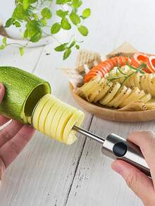 yeefeeco Un ensemble de forets à légumes, d'évideurs de fruits et de coupe-spirale à légumes en acier inoxydable avec des poignées ergonomiques, présentant quatre tailles, convenant pour évider et creuser des légumes comme les courgettes, les pommes de terre, les carottes et les pommes. - extracteur de noyau de fruits et légumes - Voir 2