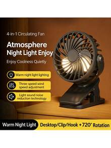 VIXILITOP 4-In-1 Portable Mini Electric Fan. With Lighting, Clip-On/Desk/Handheld Styles. USB Powered, 3-Speed Adjustable, Long Battery Life, Lightweight & Compact. Suitable For Desk, Handheld And Various Scenarios. An Indispensable Cooling Device For Summer Travel. - Multicolor - View 13