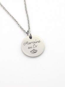 1pc Women's Customized Round Commemorative Medal Necklace, Valentine's Day Gift, Name Necklace, Godmother Necklace, Grandmother's Day Gift, Mother's Day Gift, Customized Women's Gift, Personalized Necklace, Women's Necklace, Women's Jewelry, Birthday, Anniversary Gift, Personalized Jewelry Gift - Multicolor - View 11