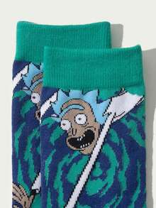 2/4/7 Pairs Random Women Socks, Warner Bros Rick And Morty Series, Cute Funny Cartoon Character, Moisture-Wicking Breathable Versatile Mid-Calf Socks, Suitable For Movie & Animation Fans - Multicolor - View 6