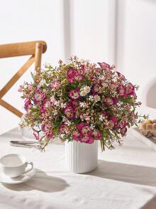 12 piezas de flores artificiales para exteriores, orquídeas falsas sin decoloración, flores de plástico falsas, eucalipto, plantas falsas para decoración, macetas colgantes, interior, exterior, jardín, porche, caja de ventana, hogar, boda, granja - Rojo violeta - Ver 7