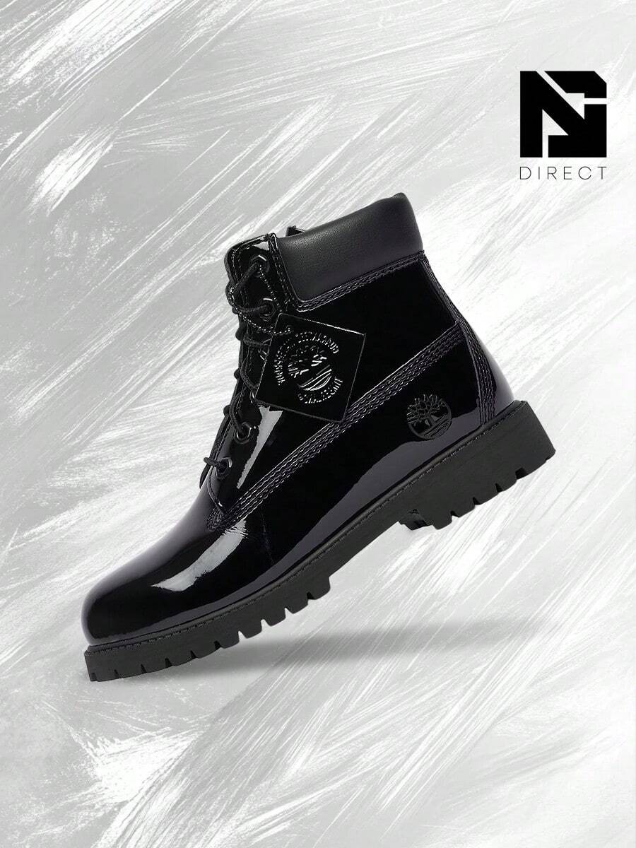 Timberland 6" Premium Waterproof Patent BootsBlack (GS)– Shoes For Youth/Women - Vintage -Spring & Summer-Inspired Running Shoes, Shock-Absorbing Comfort, Gym To Streetwear Casual Wear-Easter Gift–TB0A6BET EL6 - 黑色 - 查看 1