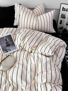 3pcs 100% Cotton Nordic Style Versatile Striped Cotton Bedding Set, 2 Pillowcases + 1 Duvet Cover - Multicolor - View 4