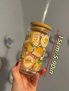 蝴蝶结柠檬玻璃吸管杯，咖啡/抹茶吸管杯，果汁/冷饮吸管杯，黄色柠檬元素玻璃吸管杯 - 彩色 - 查看 3