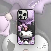 SANRIO 1 pieza Nuevo estuche protector de teléfono antirraídas de acrílico con patrón creativo autorizado, compatible con Apple 17 Pro Max/Air, 16, 11/12/13/14 Plus, XR, 7/8 Plus, 15 Pro Max - Negro - Ver 1