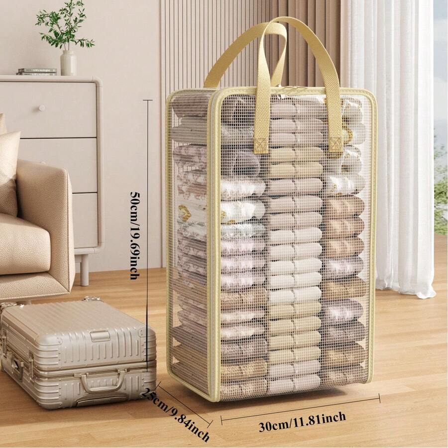 Transparent Visible Storage Bag, Reinforced Sturdy Handle, Zipper Organizer, Suitable For Seasonal Clothing, Blankets, Seasonal Apparel And Bedding, Great For Home Organization And Moving - View 1