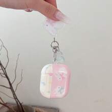 Bộ 2 ốp tai nghe in hình thỏ, ốp tai nghe có mặt dây chuyền hình nơ, ốp bảo vệ tai nghe chống rơi IMD phù hợp với 1/2/3/4/Pro - Hồng - Xem 4