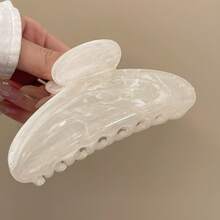 3-Color Set Marble Streamer Cloud Pattern Crescent Acetate Hair Clip, High-End Fashionable Sweet Hair Accessory, Back Of Updo Half-Grip Hair Versatile Shark Clip T012 - 方形 - 藍,白,粉紅色,3 色/套 - 查看 2