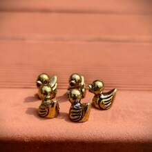 5pcs Solid Brass Mini Duck Figurines - Unique Handmade Collectibles For Office And Study Room Decor - 5Pcs - View 8