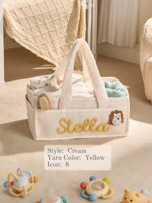 Personalized Diaper Storage Bag With Embroidered Name, Children's Room Storage Basket, Personalized Mommy Bag, Custom Woven Rope Storage Bucket, Diaper Storage Basket, Newborn Gift, Maternity Party Gift, Gift For New Moms - Multicolor - View 11