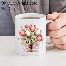 12pcs/Sheet Whimsical Floral Spring-Themed UV-DTF Transfer Set | High Quality, High Quality, Scratch-Resistant, Easy To Use For Various Cups, Bottles, Laptops & Craft Projects | Creative Floral Patterns, Durable Adhesive, Home Decorations, Enthusiasts - Multicolor - View 4