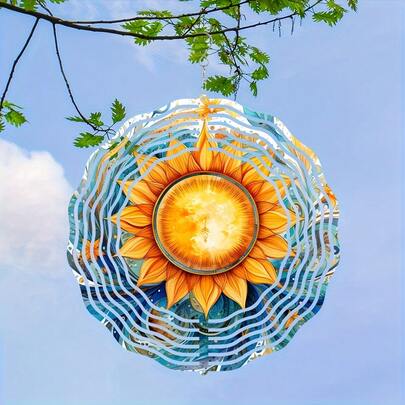 1 chiếc cối xay gió Mandala hình cánh hoa hình học 3D màu vàng, xoay 360 độ. Thiết kế hoa văn tinh xảo, thích hợp cho Giáng sinh, Lễ Tạ ơn, sử dụng trong nhà/ngoài trời, tuyệt vời để trang trí sân vườn, hiên nhà hoặc sân thượng (không bao gồm mặt dây chuyền), kiểu dáng ngẫu nhiên.