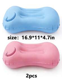 1 pieza Almohada de viaje inflable cuadrada - Soporte para el cuello para coche y avión, también adecuada como cojín lumbar, ideal para vuelos y viajes por carretera largos, accesorio de aviación cómodo, equipo de viaje elegante, material inflable, equipo de camping - Multicolor - Ver 24