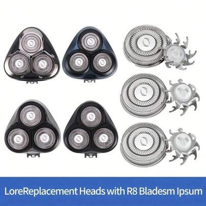 Men'S Floating Razor FR8 Blades, Replacement Heads For Electric Shavers, Dual Ring Heads, Replacement Shaving Heads For 3000, 2000, And 1000 Models