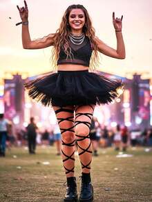 Elastic Leg Wraps, Adjustable Thigh Garter Straps, Plus Size Leg Bands For Sports, Music Festivals & Outdoor Activities - Black - View 5
