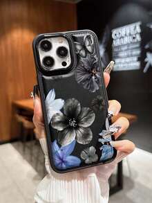 Ốp điện thoại chống rơi kiểu túi trống màu đen họa tiết hoa cổ điển xanh dương và đen, chất liệu giả da, tương thích với iPhone 17/16 Pro Max, 14/13, 16 11 12, 11 Pro Max, XS Max, 14 Pro Max 15 Pro Max 16 Plus 17 Pro Max 14 Plus. Có thể dùng làm quà sinh nhật, quà cho bạn gái, bạn trai hoặc dùng cho chính mình. - màu đen - Xem 2