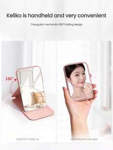 1pc Foldable Handheld Makeup Mirror, PU Leather Case, Fashionable High-Quality Beauty Mirror - White 1pcs - View 7
