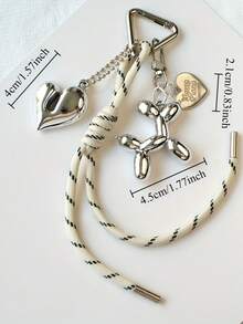 可爱气球狗心形钥匙扣，独特设计包包挂饰，优雅背包吊坠，送给闺蜜的礼物 - 彩色 - 查看 10