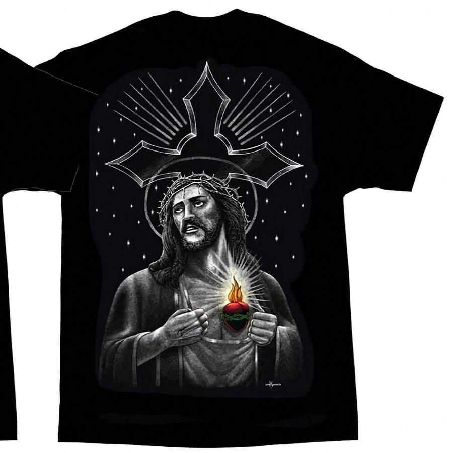 T Tee Shirt SAGRADO CORAZON Jesus Cist Black DGA - màu đen - Xem 1