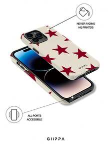 A Stylish Phone Case That Does Not Include A Lanyard Or Stand. GIIPPA Phone Case With A Red Star Design, Compatible With The 17 Pro, 16 Pro, 15 Pro, And 14 Pro. A Stylish And Interesting Korean-Style Phone Case, Also Compatible With The 11/12/13/14/15/16 Pro Plus. Stylish Design Suitable For Both Men And Women. A Great Gift For Christmas, Valentine's Day, Easter, Wedding Season, And Birthdays For Girlfriends. - 紅色 - 查看 5