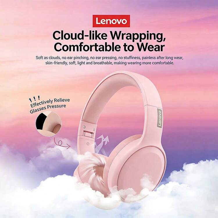 Lenovo 折疊式無線耳機，全耳罩設計，HiFi 重低音，超長續航，節日禮物暢銷款，兼容智慧型手機平板電腦，帶麥克風，低延遲 - 查看 5